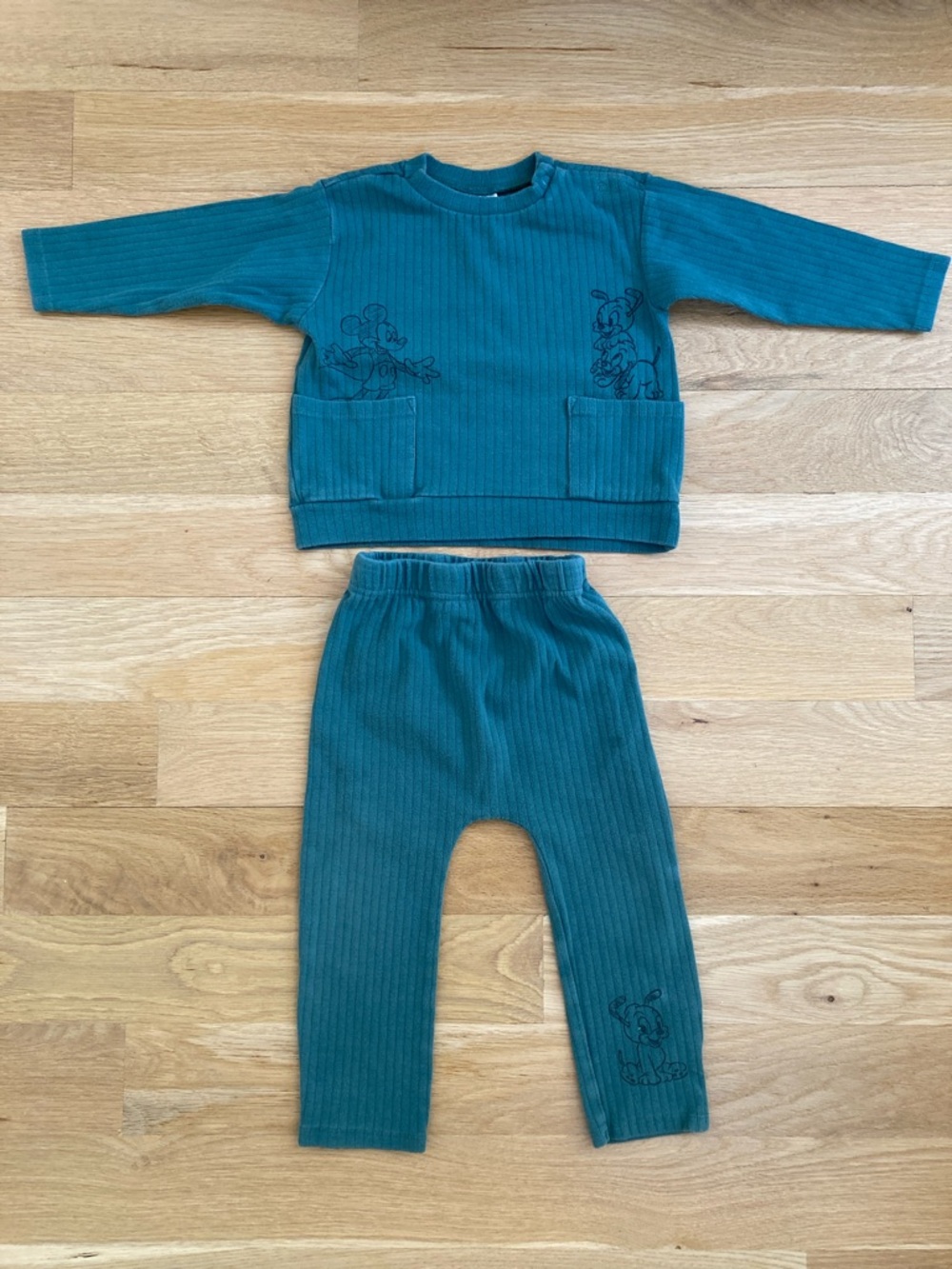 Baby Disney Green Ribbed Two-Piece Matching Set 18mo